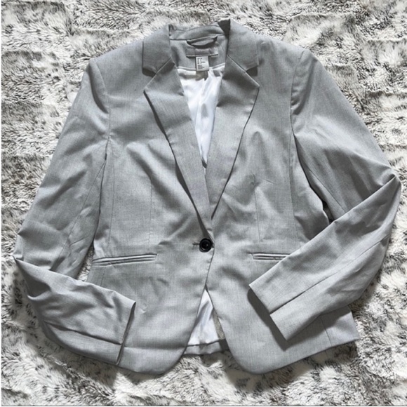 H&M Gray One button Blazer jacket - Picture 1 of 3